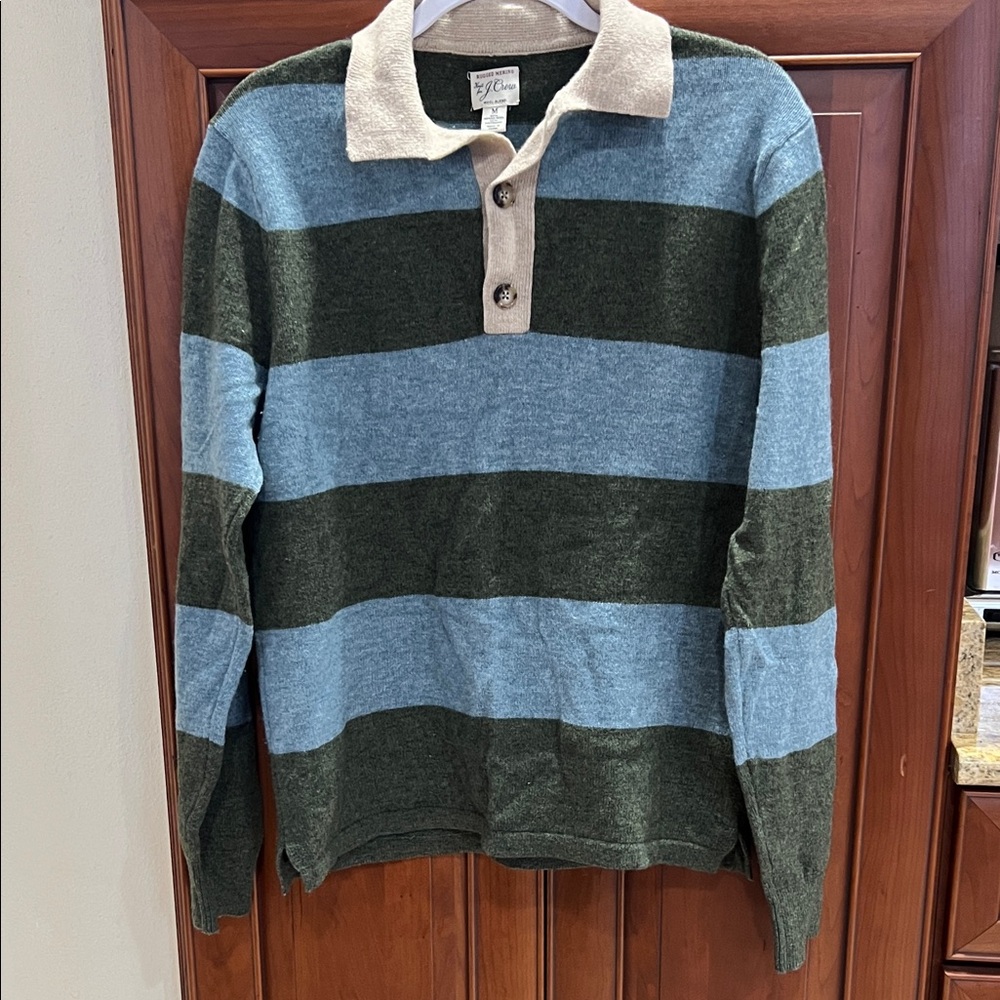 J. Crew Merino Wool Blend Sweater in Green and Blue